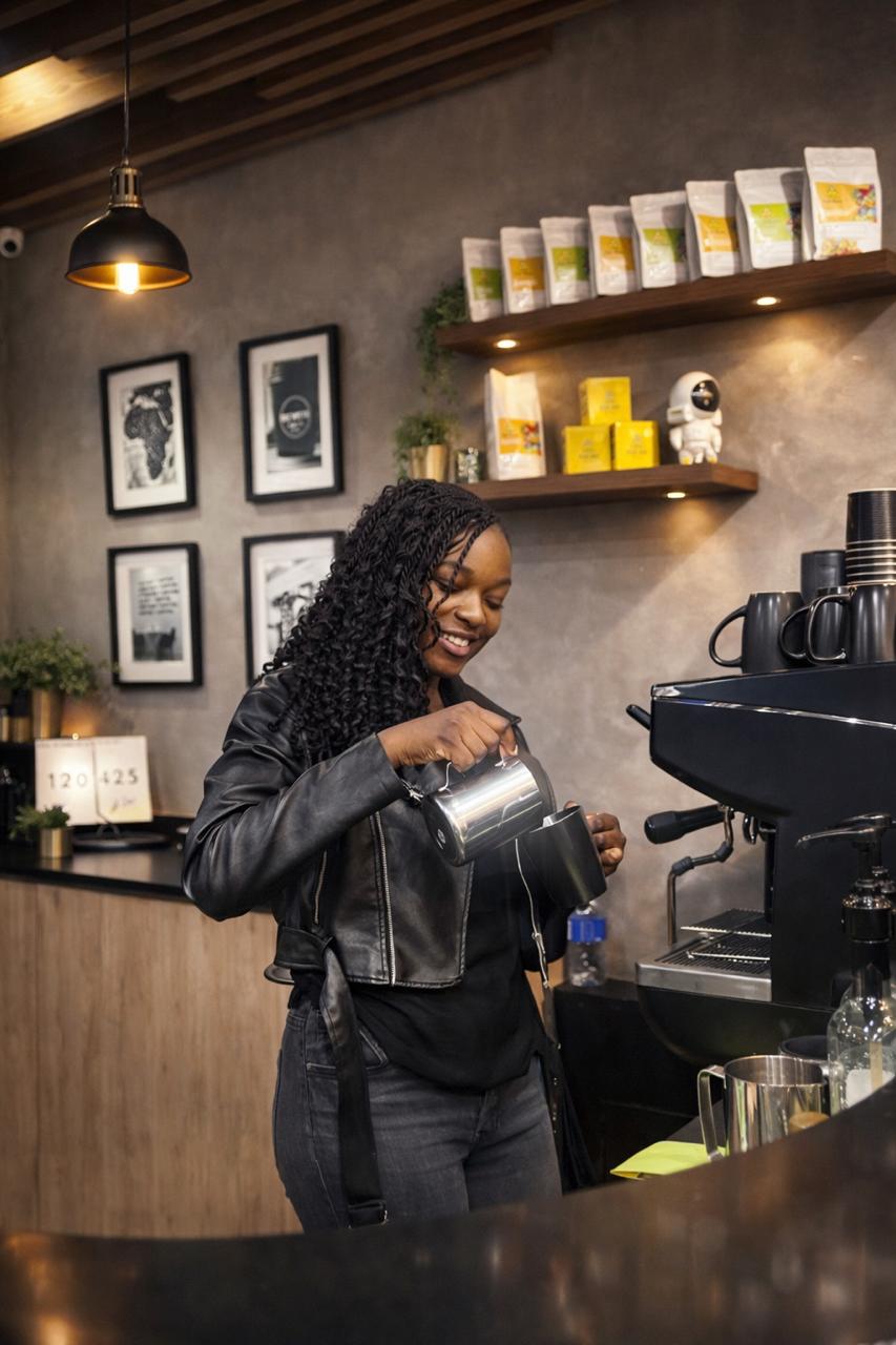 Barista preparing coffee at Brewsta